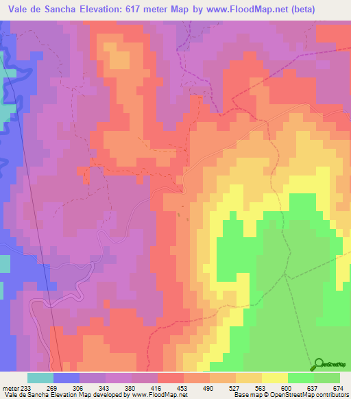 Vale de Sancha,Portugal Elevation Map