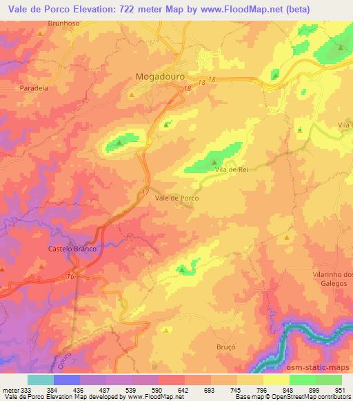 Vale de Porco,Portugal Elevation Map