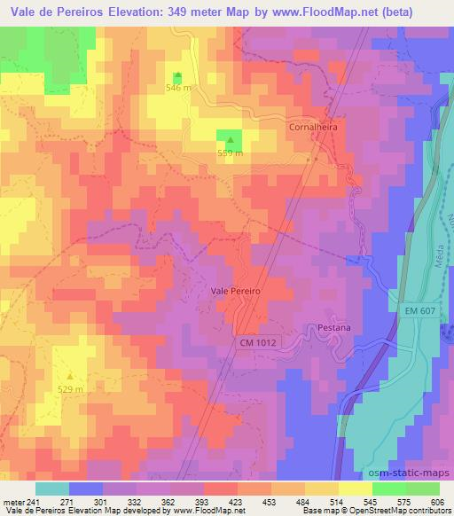 Vale de Pereiros,Portugal Elevation Map