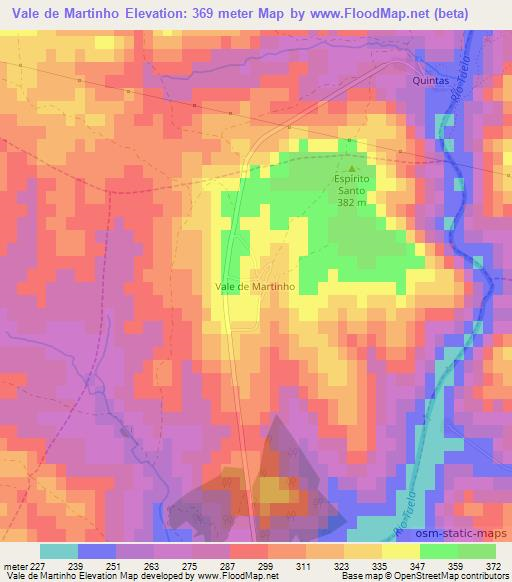 Vale de Martinho,Portugal Elevation Map