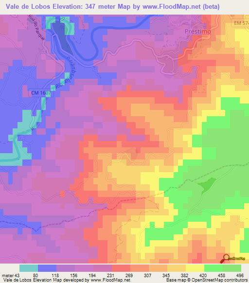 Vale de Lobos,Portugal Elevation Map