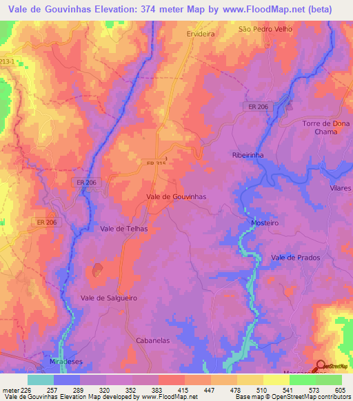 Vale de Gouvinhas,Portugal Elevation Map
