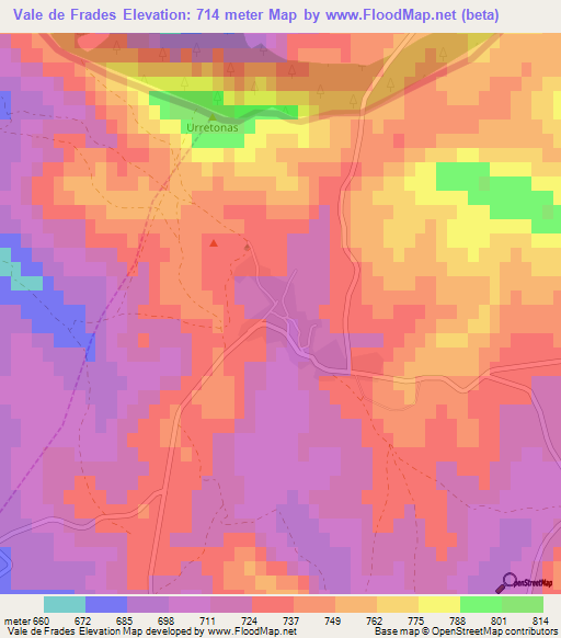 Vale de Frades,Portugal Elevation Map
