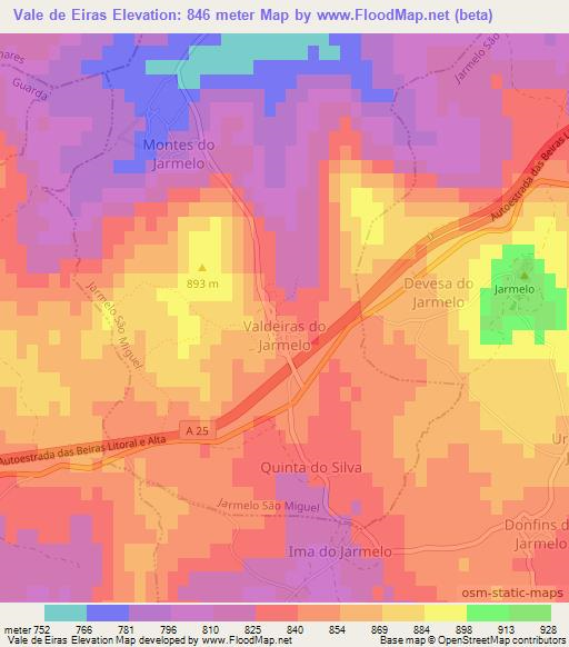Vale de Eiras,Portugal Elevation Map