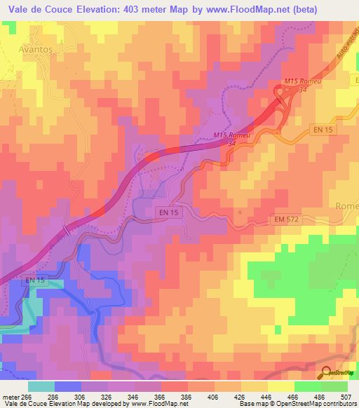 Vale de Couce,Portugal Elevation Map