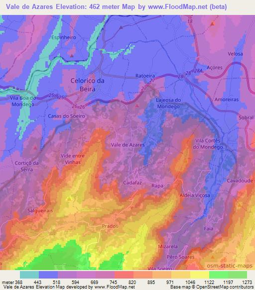 Vale de Azares,Portugal Elevation Map