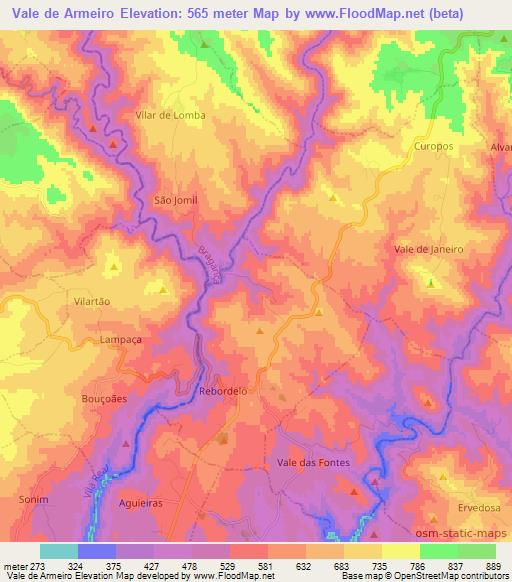 Vale de Armeiro,Portugal Elevation Map