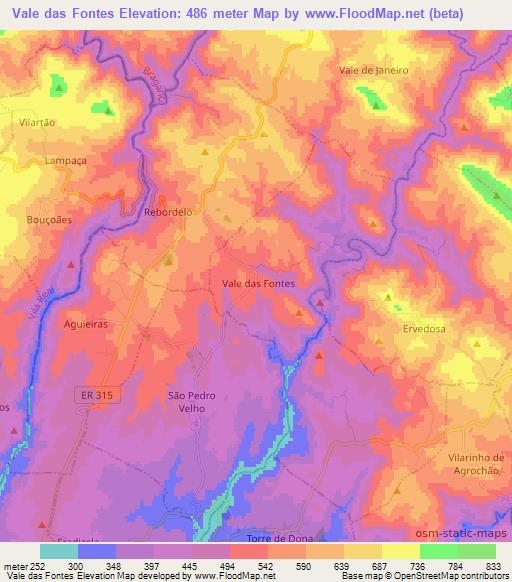 Vale das Fontes,Portugal Elevation Map