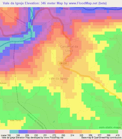 Vale da Igreja,Portugal Elevation Map