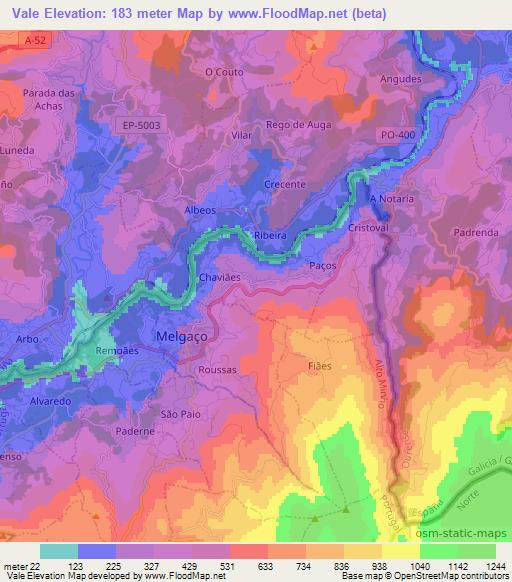 Vale,Portugal Elevation Map