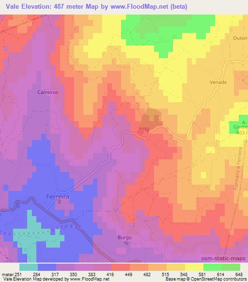 Vale,Portugal Elevation Map