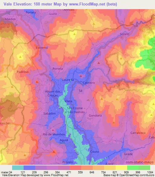 Vale,Portugal Elevation Map