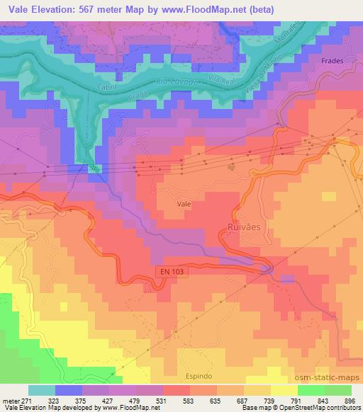 Vale,Portugal Elevation Map