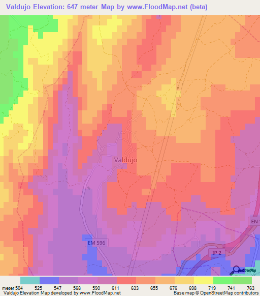Valdujo,Portugal Elevation Map