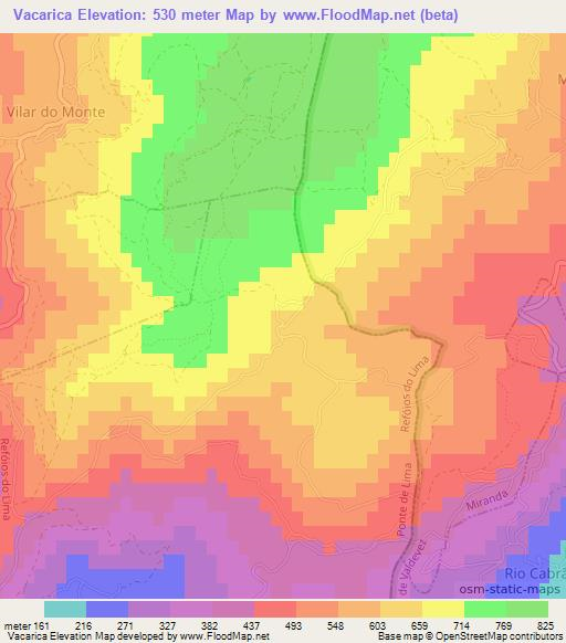 Vacarica,Portugal Elevation Map