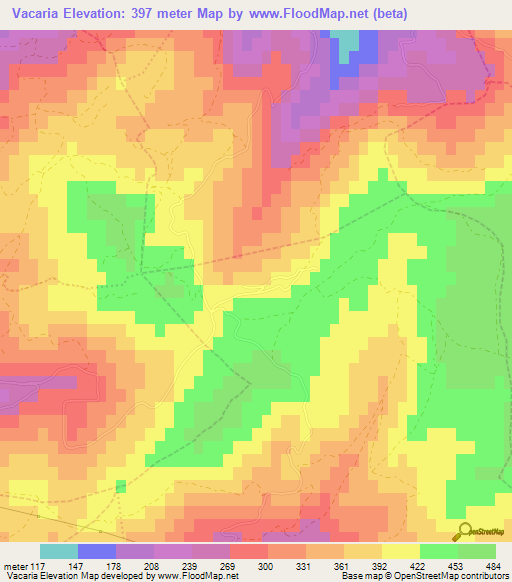 Vacaria,Portugal Elevation Map