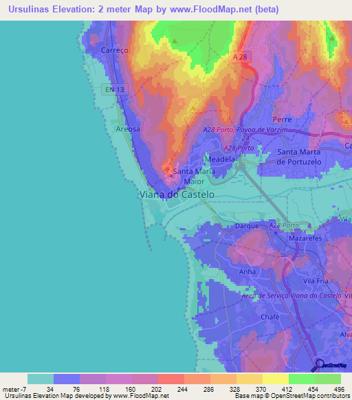 Ursulinas,Portugal Elevation Map