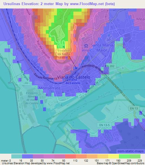 Ursulinas,Portugal Elevation Map