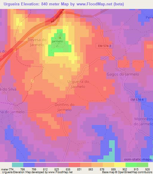 Urgueira,Portugal Elevation Map