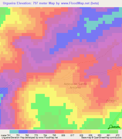 Urgueira,Portugal Elevation Map
