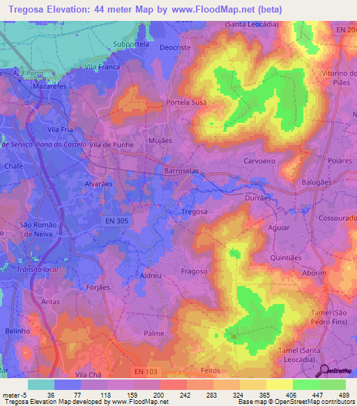 Tregosa,Portugal Elevation Map