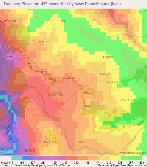 Trancoso,Portugal Elevation Map