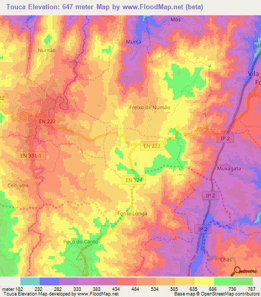 Touca,Portugal Elevation Map