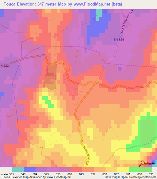 Touca,Portugal Elevation Map