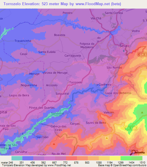 Torrozelo,Portugal Elevation Map