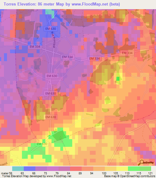 Torres,Portugal Elevation Map