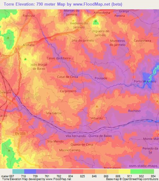 Torre,Portugal Elevation Map