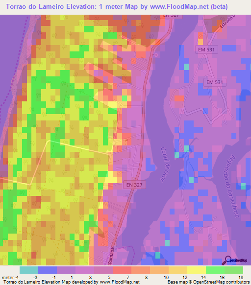 Torrao do Lameiro,Portugal Elevation Map