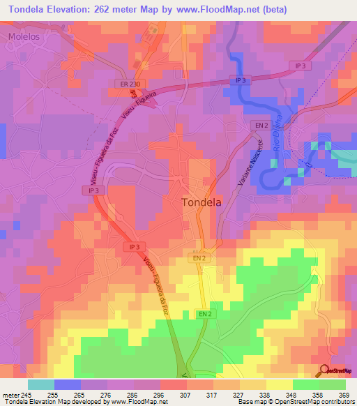 Tondela,Portugal Elevation Map