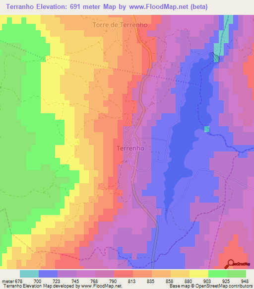 Terranho,Portugal Elevation Map