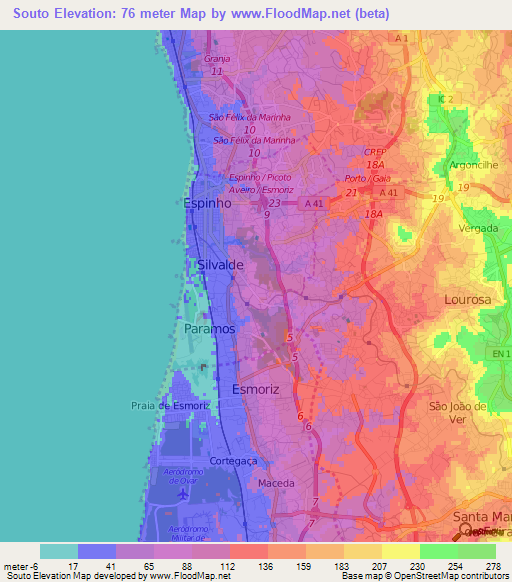 Souto,Portugal Elevation Map
