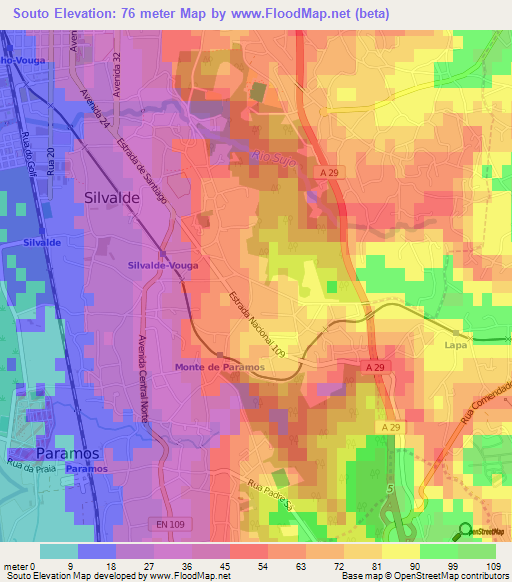 Souto,Portugal Elevation Map
