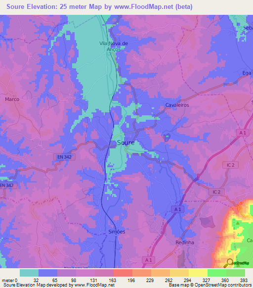 Soure,Portugal Elevation Map