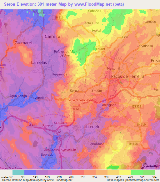 Seroa,Portugal Elevation Map