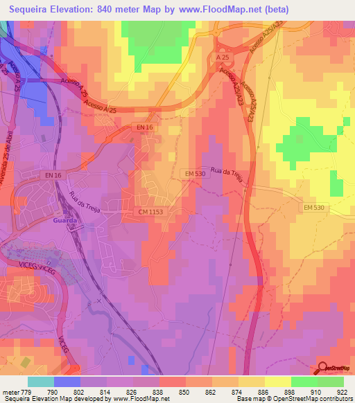 Sequeira,Portugal Elevation Map