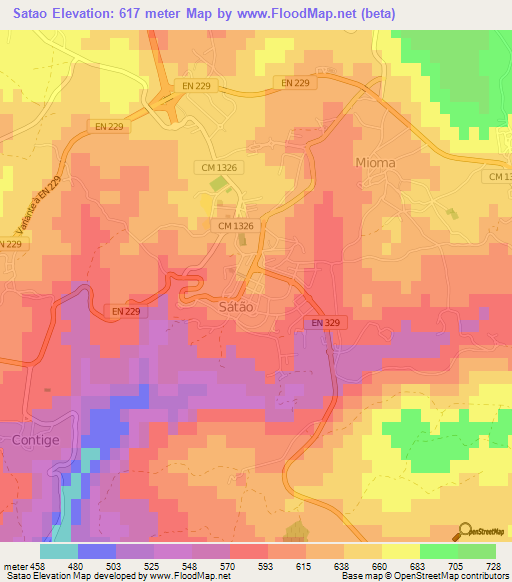 Satao,Portugal Elevation Map