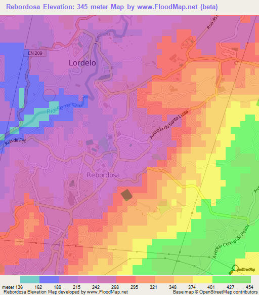 Rebordosa,Portugal Elevation Map