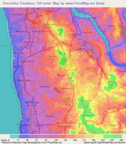 Perozinho,Portugal Elevation Map