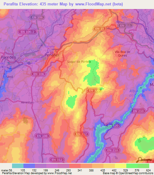 Perafita,Portugal Elevation Map