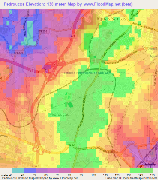 Pedroucos,Portugal Elevation Map