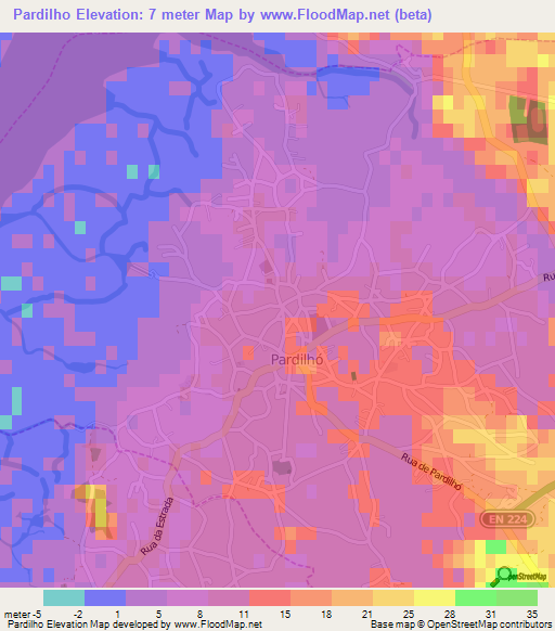 Pardilho,Portugal Elevation Map