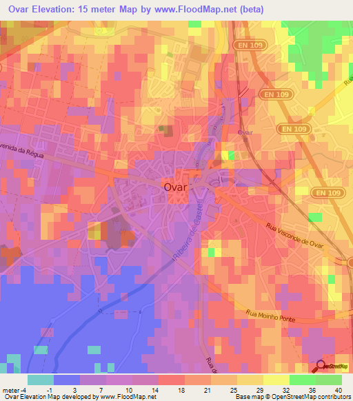 Ovar,Portugal Elevation Map