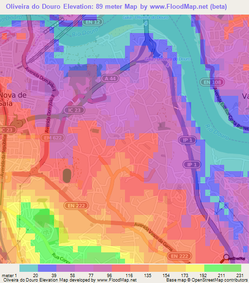 Oliveira do Douro,Portugal Elevation Map