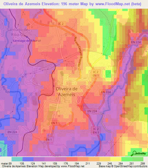 Oliveira de Azemeis,Portugal Elevation Map