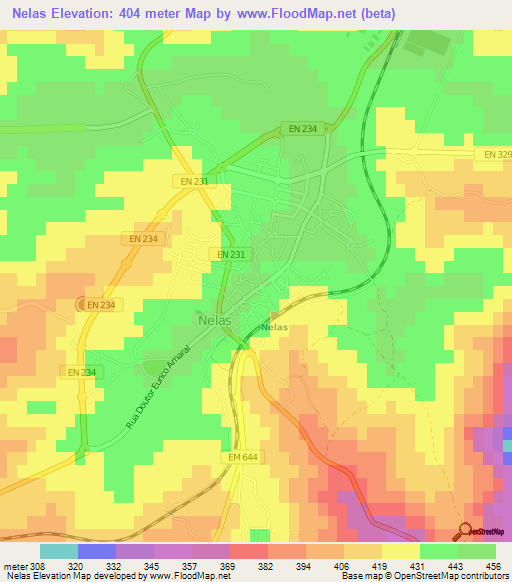 Nelas,Portugal Elevation Map