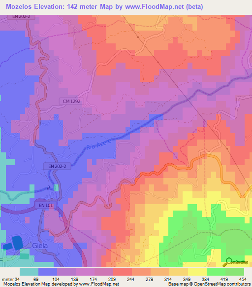 Mozelos,Portugal Elevation Map